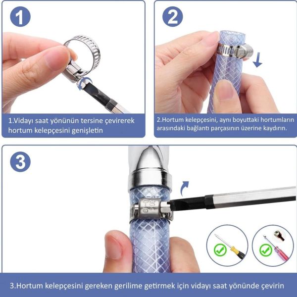 Borox Ayarlanabilir Çelik Hortum Kelepçesi 12x20mm - Hortum Bağlantı Aparatları
