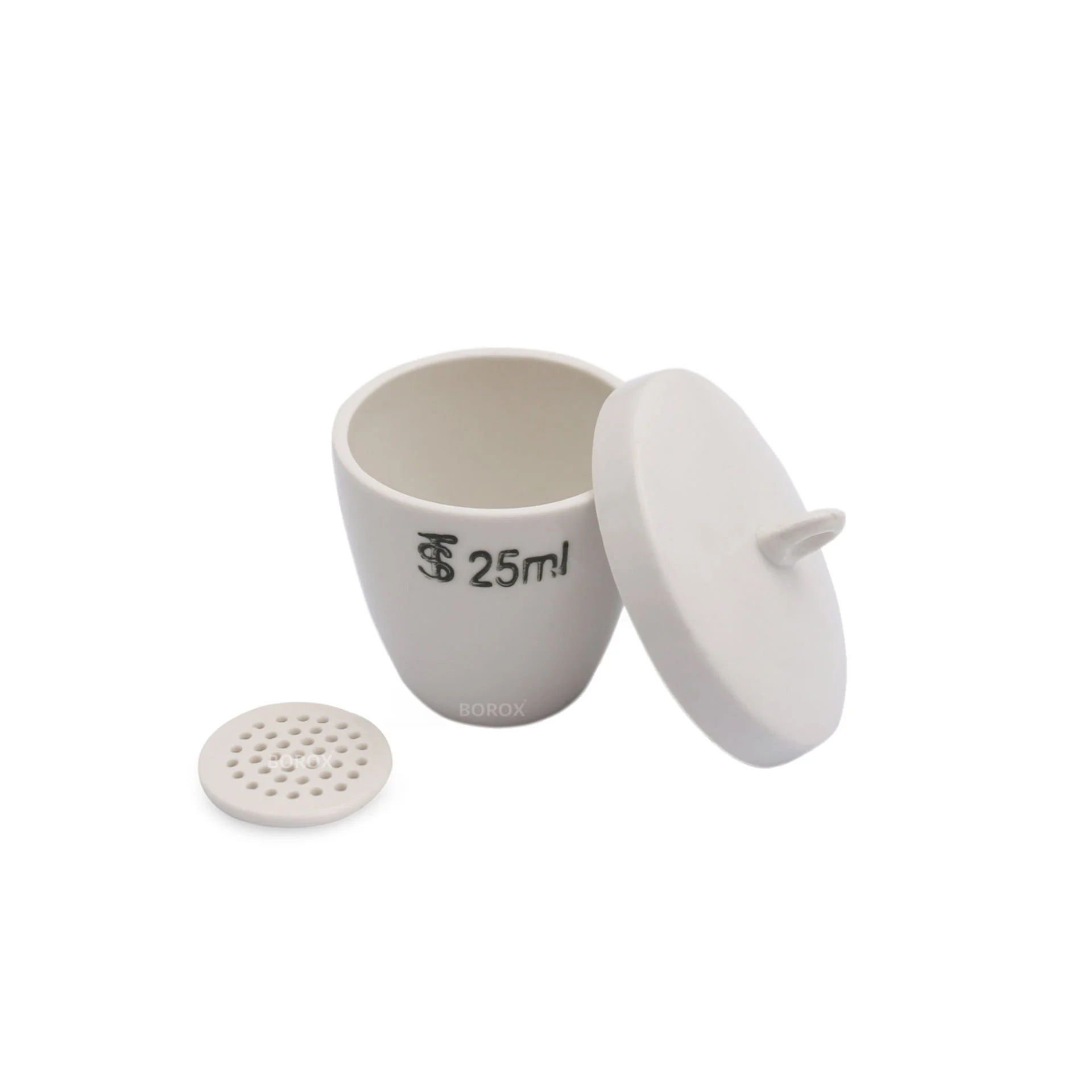 Borox Porselen Kroze Kapaklı 25ml - Çap 35mm - Dibi Delikli