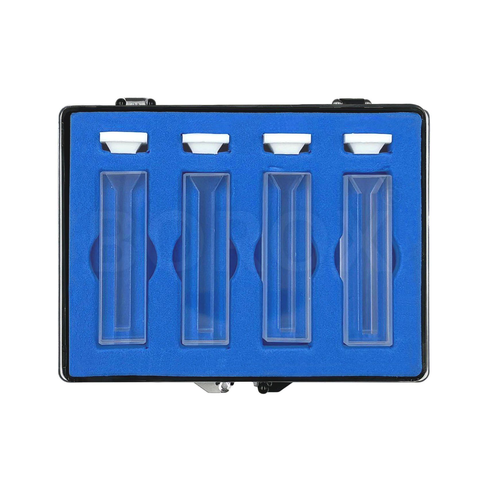 Cam Spektrofotometre Küveti - Semi Mikro 1.4 ml PTFE Kapaklı - 4 Adet Kutu