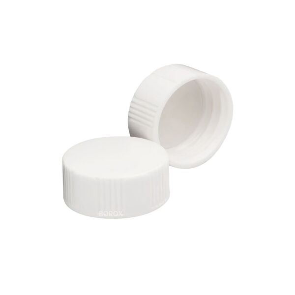 Borox PP Beyaz Screw Vial Kapağı ND20 - Beyaz PTFE/Beyaz Silikon Septa - 100lü
