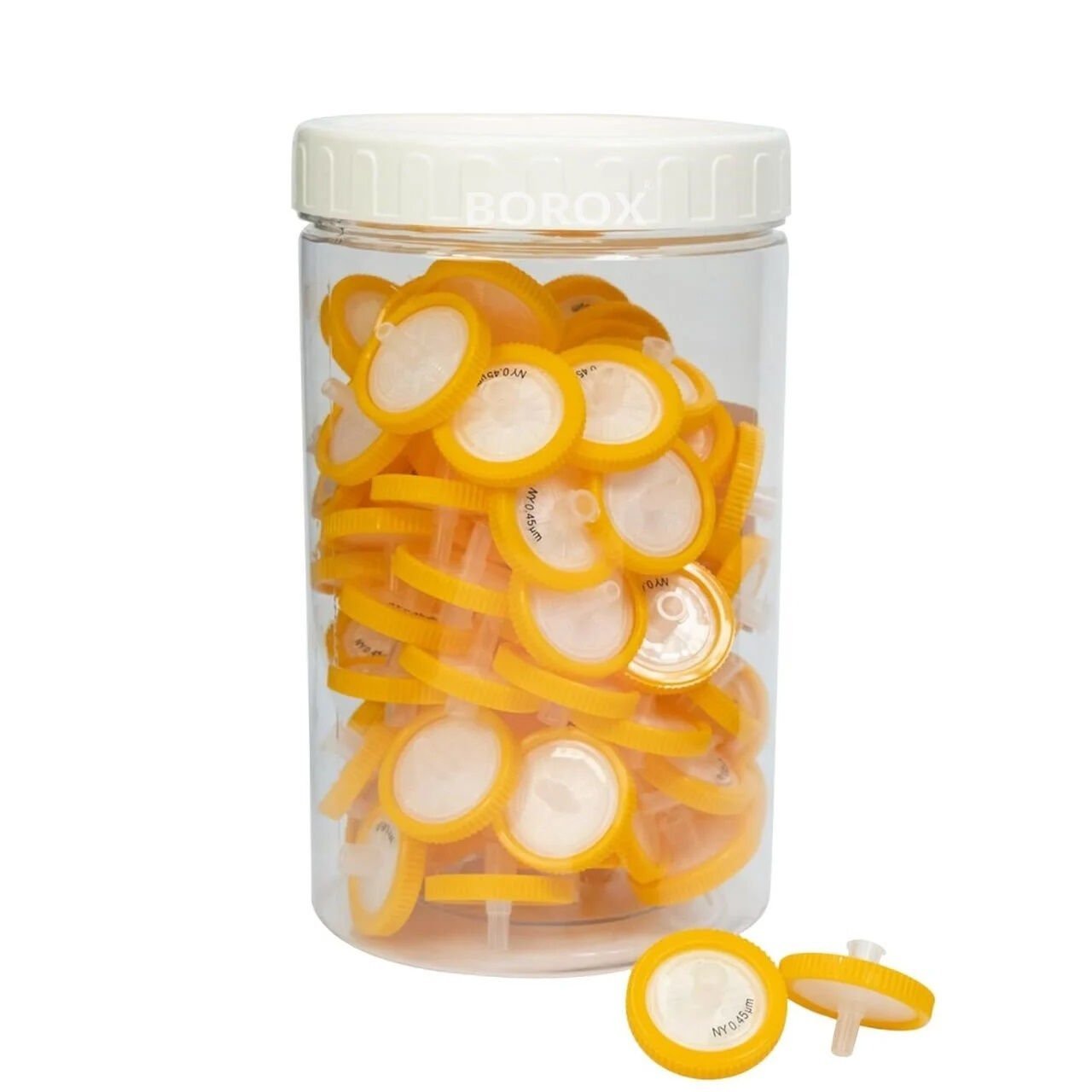 Borox Naylon Şırınga Filtre - Non Steril 0.45µm - Nylon Syringe Filter - Turuncu - 100 Adet