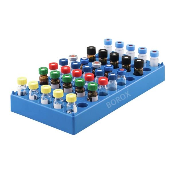 Borox Vial Standı 2 ml Vialler İçin - 50 Delikli - Mavi - Tüplük