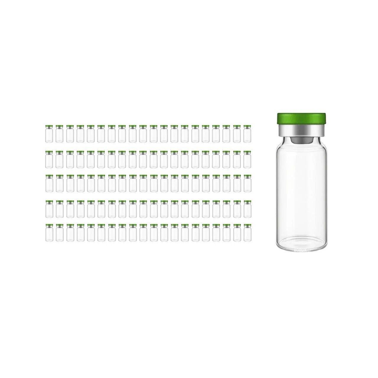 Borox Cam Vial 20 ml - Şeffaf - Crimp ND20 - 100 adet/paket