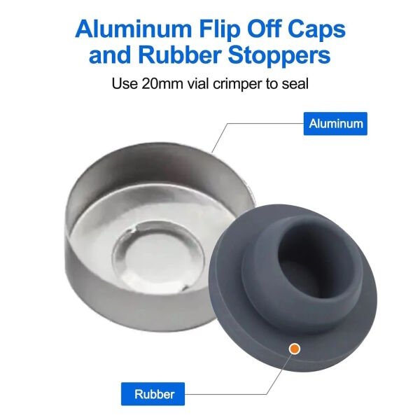 Borox Kapaklı Tıpalı Cam Şişe 10ml - Crimp Vial ND20 - Şeffaf - Dibi Düz - 100 Adet Toptan