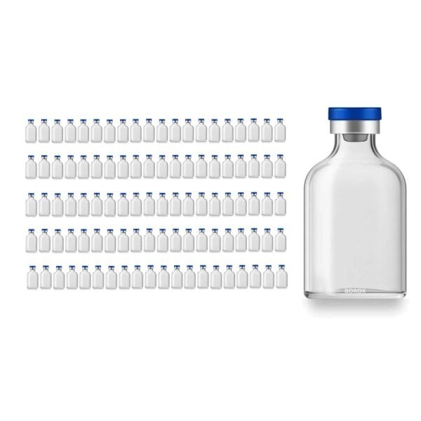 Borox Kapaklı Tıpalı Cam Şişe 50ml - Flakon Şişe 50cc - 100 Adet Toptan