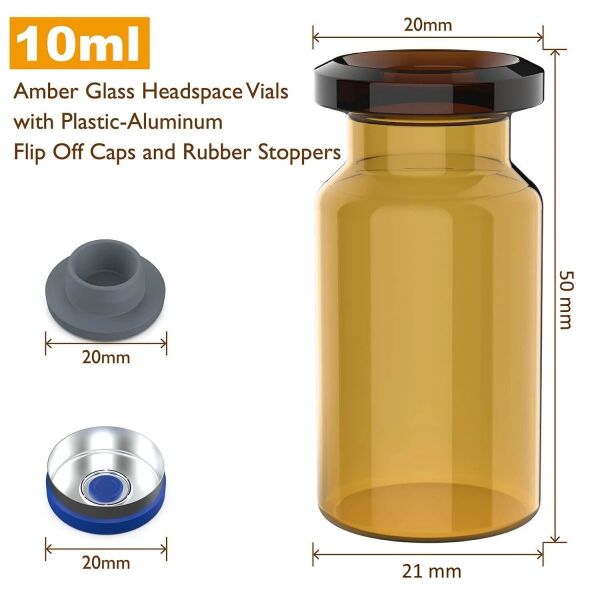 Borox Amber Cam Şişe 10ml - Crimp Vial ND20 - Dibi Düz - 100 Adet Toptan