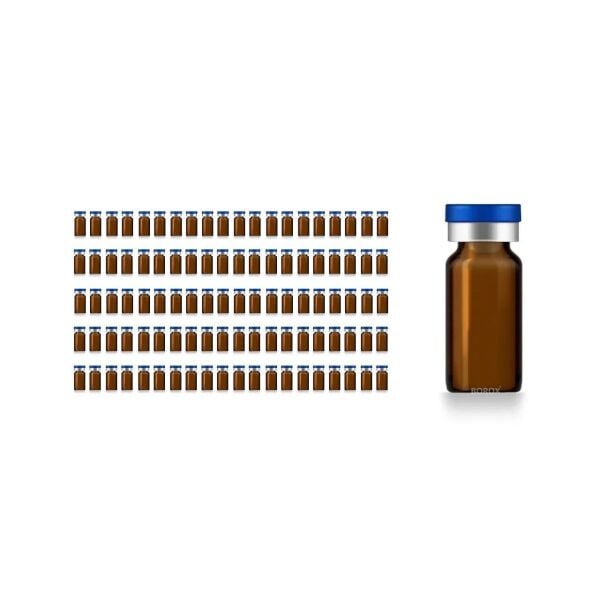 Borox Kapaklı Tıpalı Amber Cam Şişe 10ml - Crimp Vial ND20 - Dibi Düz - 100 Adet Toptan