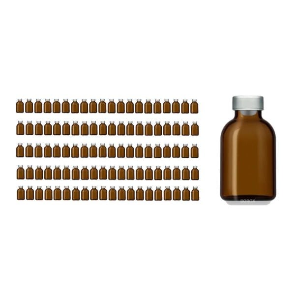 Borox Kapaklı Tıpalı Amber Cam Şişe 25ml - Flakon Şişe - 100 Adet Toptan