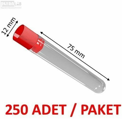 Test Tüpü P.S Kapaklı 12x75 mm - 5ml Santrifüj Tüpü 250 adet