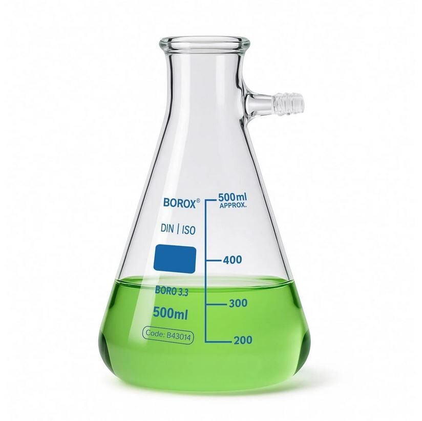 Borox Cam Nuçe Erlen 500 ml - Cam Yan Kollu Vakum Erleni
