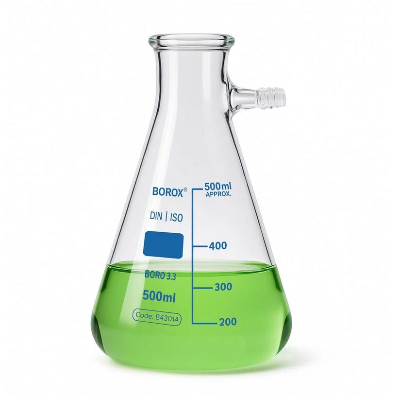 Borox Cam Nuçe Erlen 2000 ml - Cam Yan Kollu Vakum Erleni