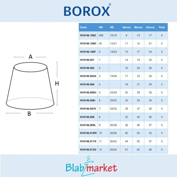 Borox Silikon Tıpa No 000 - 8x13x17mm - 5 Adet