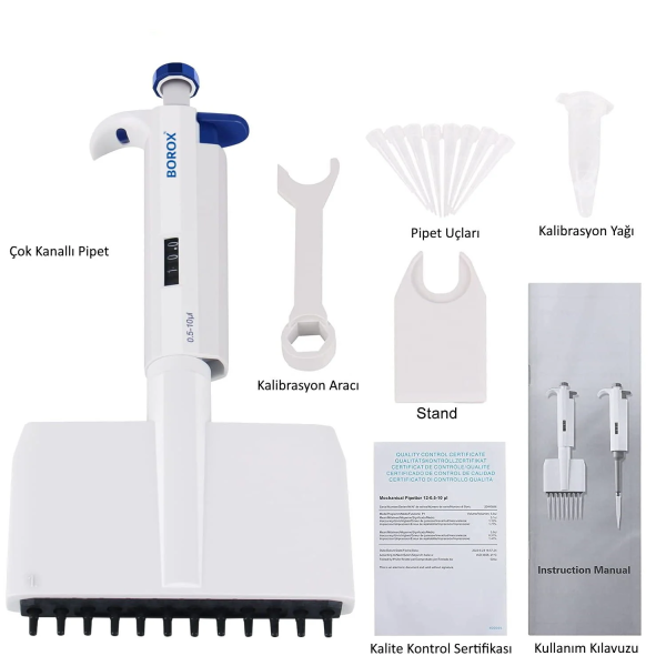 Otomatik Pipet 12 Kanallı 50 - 300 µl - Dijital Mikropipet