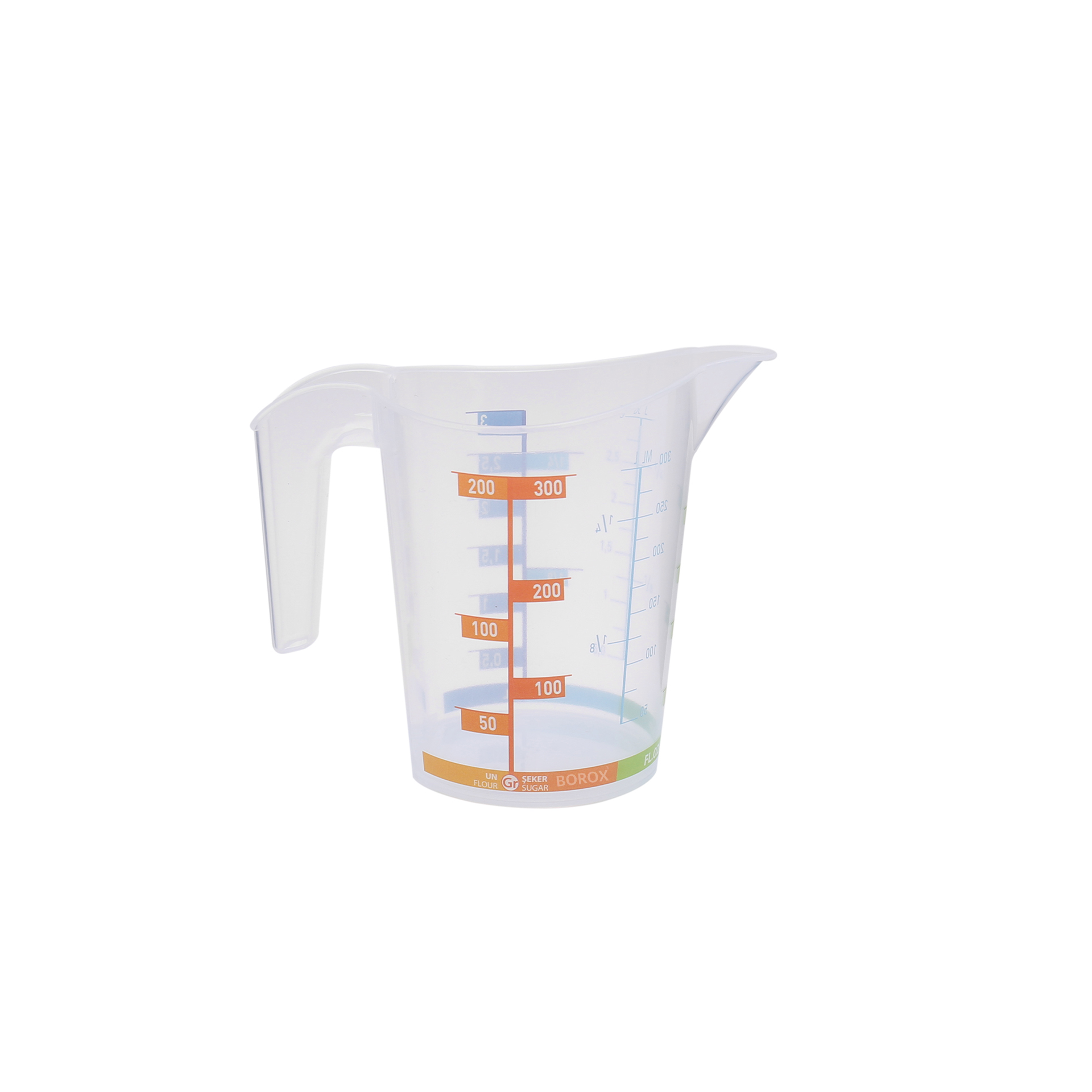 Borox Kulplu Plastik Beher 300 ml - Renkli Ölçekli Beaker