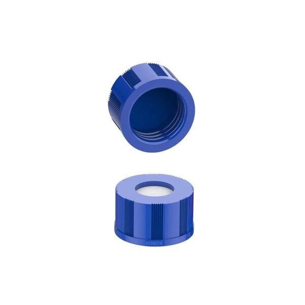 BOROX Yarıksız Mavi Screw Vial Kapağı ND9 - Mavi PTFE/Beyaz Silikon Septa - 100lü
