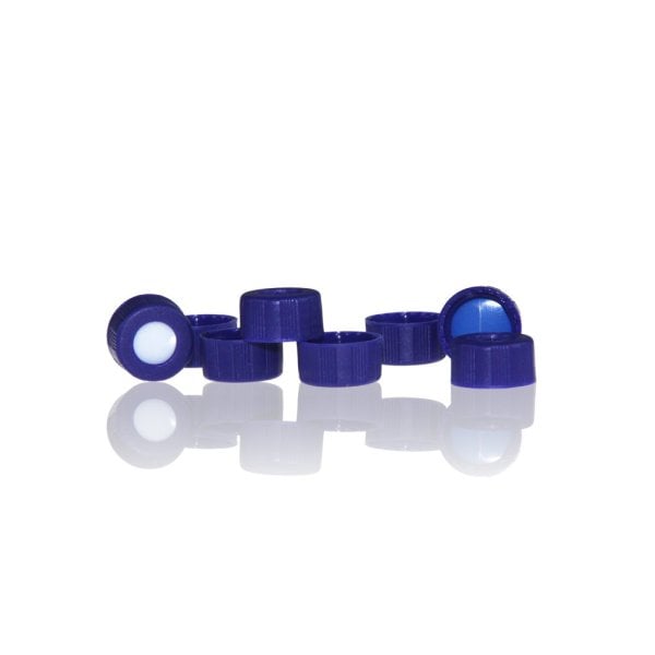 Mavi Vial Kapağı N9 - 9 mm Vialler İçin Kapak - PTFE Septa - Silikon - Yarıklı