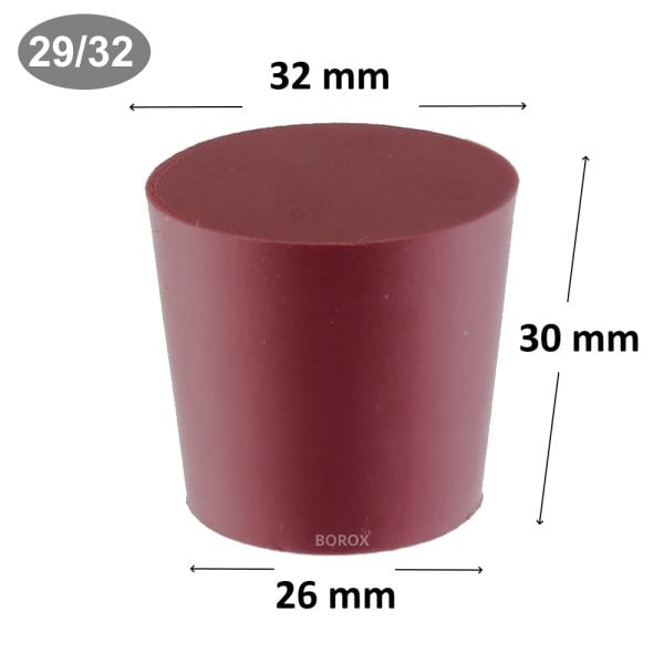 Borox Kauçuk Tıpa 26x32x30 mm - Kapak NS 29/32 - 1 Adet