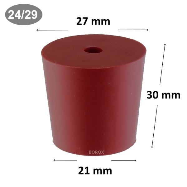 Borox Kauçuk Tıpa Delikli 21x27x30 mm - Kapak NS 24/29