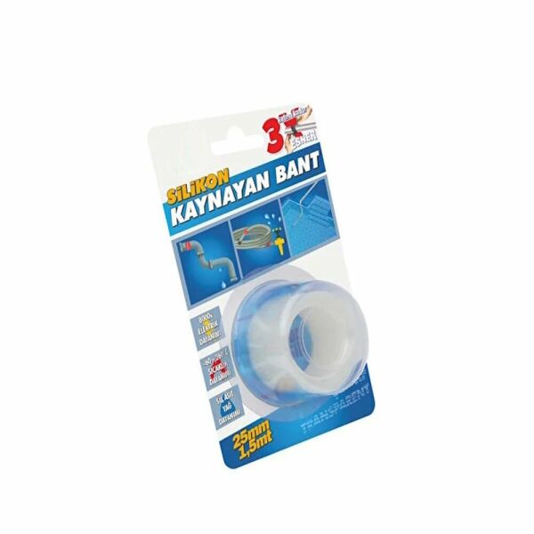 Silikon Kaynayan Tamir Bandı 25mmx1.5mt - Şeffaf Bant