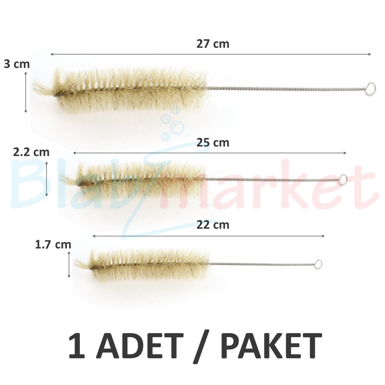 Laboratuvar Deney Tüp Yıkama Fırçası - Fırça Boyu: 9cm - Küçük Boy