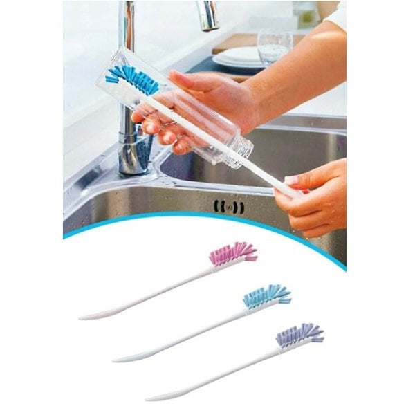 Şişe, Erlen, Beher, Balon Temizleme Laboratuvar Fırçası -  Yumuşak Kıl Yapılı - Mavi Renk