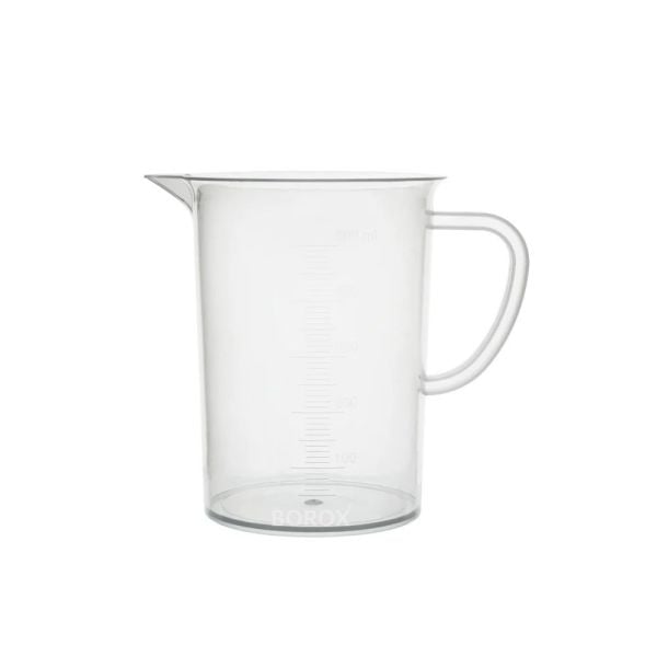 Borox Kulplu Plastik Beher 500 ml - Kabartma Dereceli Beaker - Ölçü Kabı