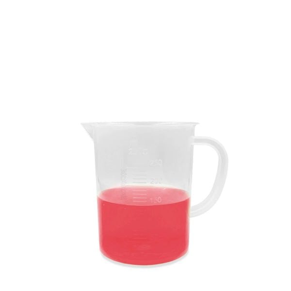 Borox Kulplu Plastik Beher 250 ml - Kabartma Dereceli Beaker - Ölçü Kabı