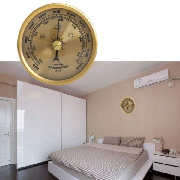 Metal Barometre 90 mm - Analog Basınç Ölçer - Hava Durumu
