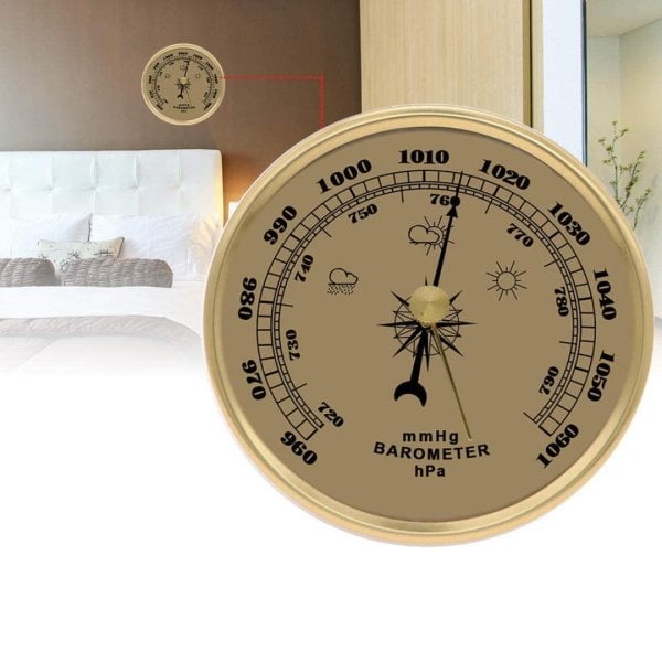 Metal Barometre 90 mm - Analog Basınç Ölçer - Hava Durumu