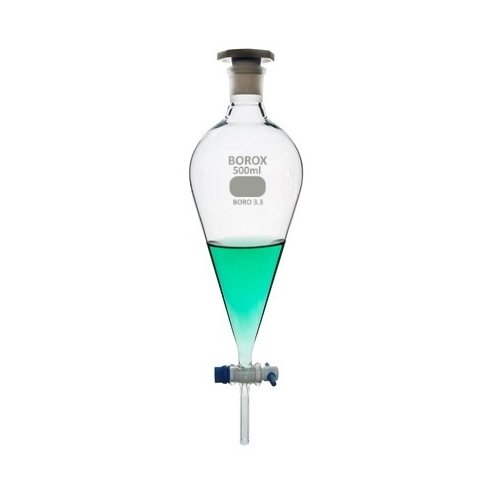Borox Cam Ayırma Hunisi 60 ml - Teflon Musluklu Tıpalı