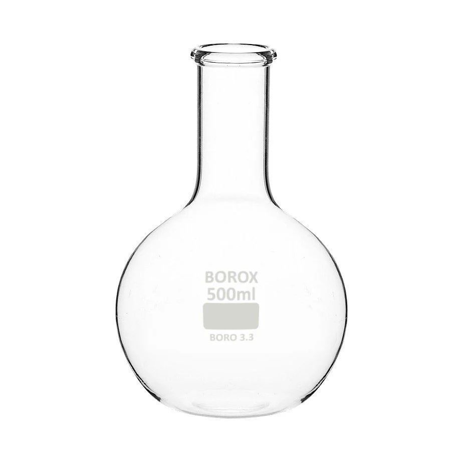 Borox Cam Balon 5000 ml - Dibi Düz - Şilifsiz Deney Balonu