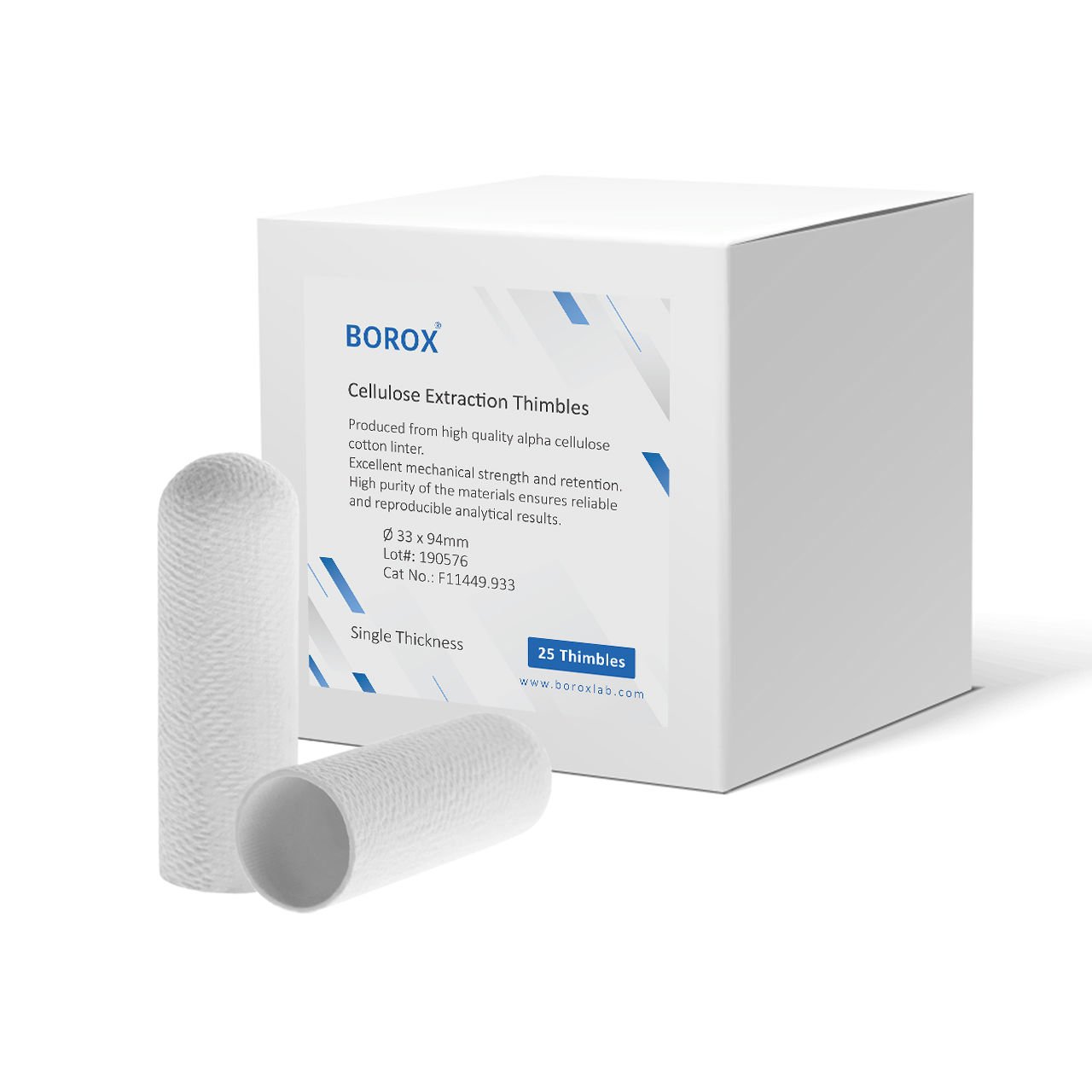 Borox Soxhlet Ekstraksiyon Kartuşu - Selüloz - 33x94mm Kartuş Filtre