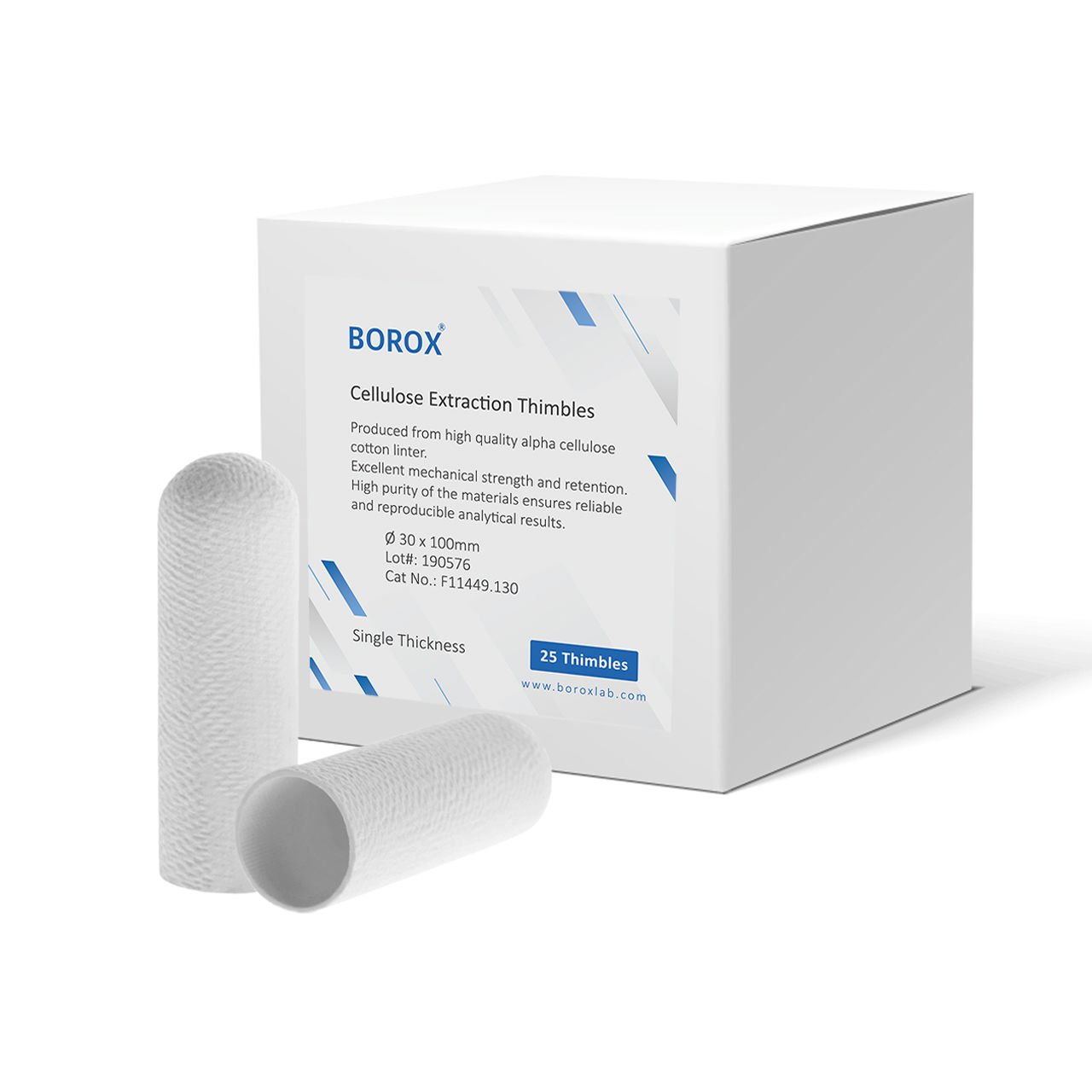 Borox Soxhlet Ekstraksiyon Kartuşu - Selüloz - 30x100mm Kartuş Filtre