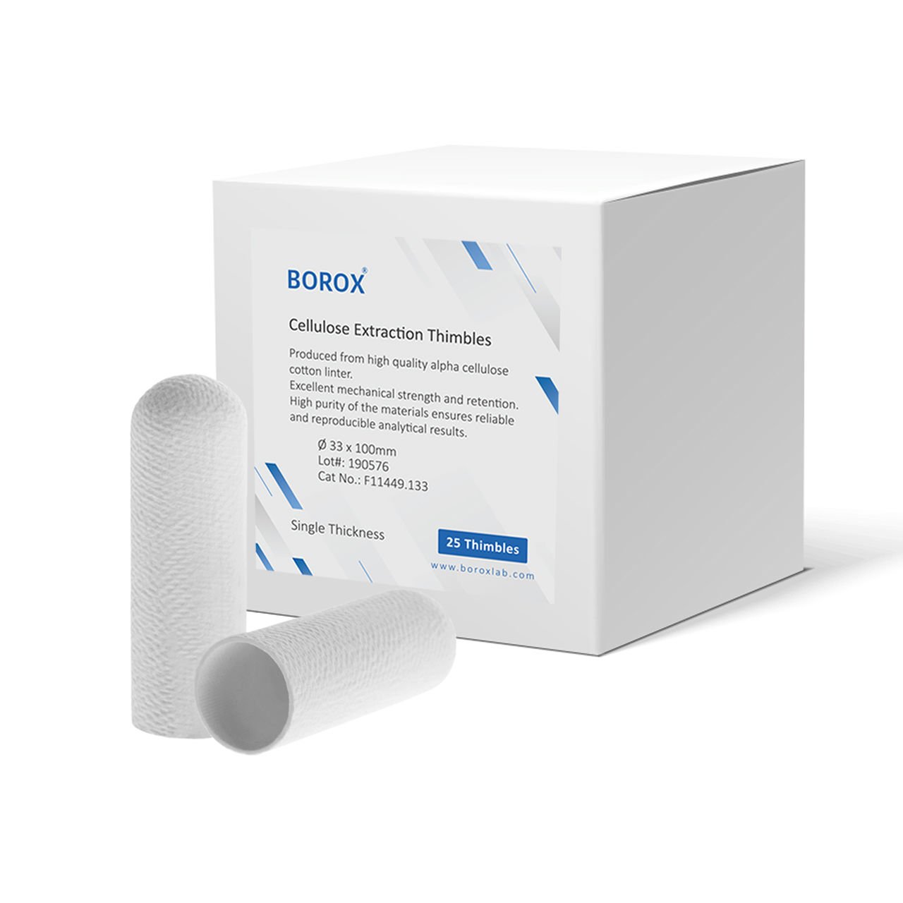 Borox Soxhlet Ekstraksiyon Kartuşu - Selüloz - 33x100mm Kartuş Filtre