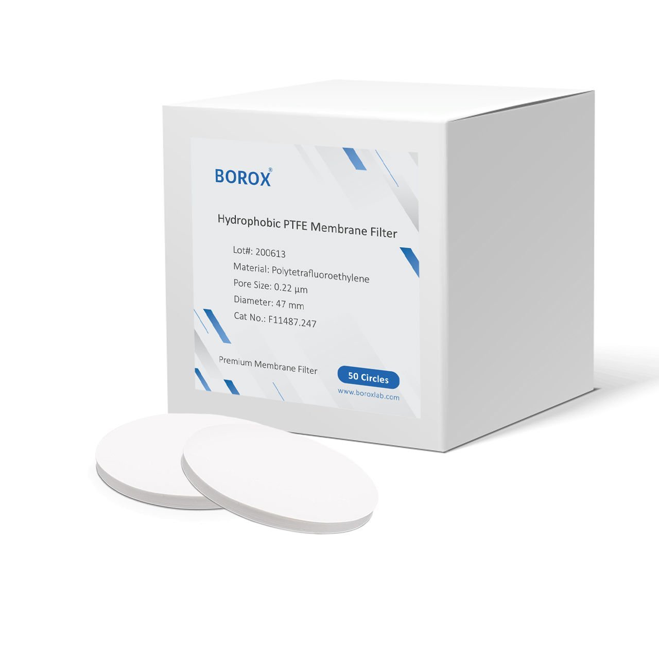 Borox Hidrofobik Politetrafloroetilen PTFE Membran Filtre - 0.22µm 47mm - 50 Adet/Paket