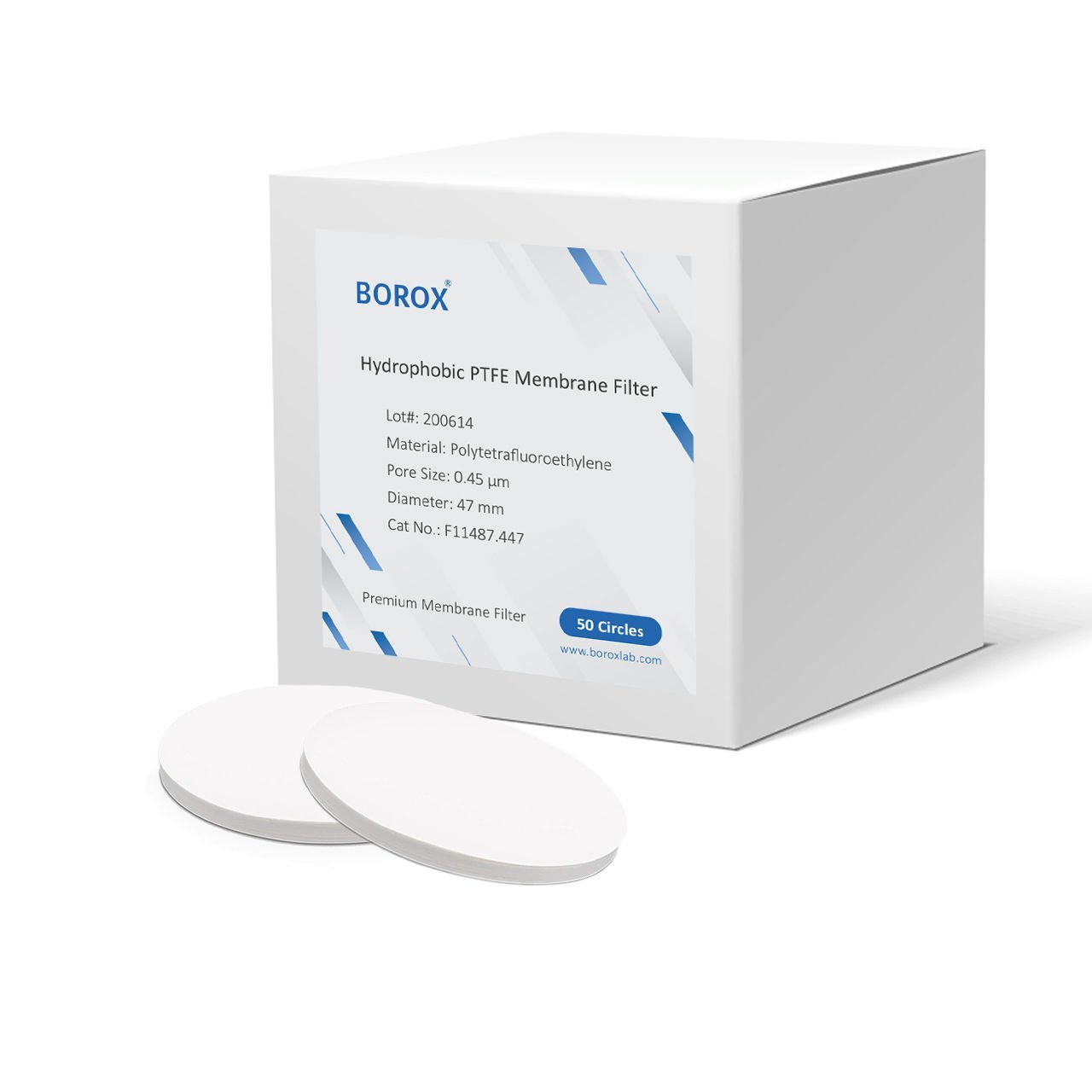 Borox Hidrofobik Politetrafloroetilen PTFE Membran Filtre - 0.45µm 47mm - 50 Adet/Paket