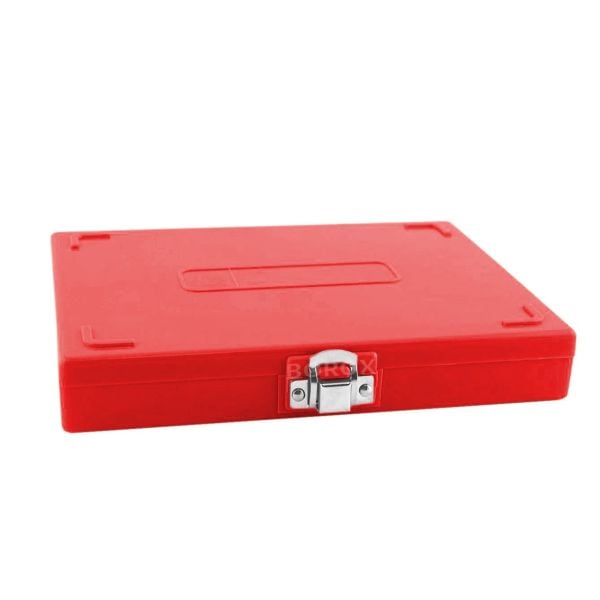 Borox Mikroskop Slide Saklama Kutusu - Mantar Tabanlı 100lü Slayt Kabı - Metal Kilitli - Kırmızı