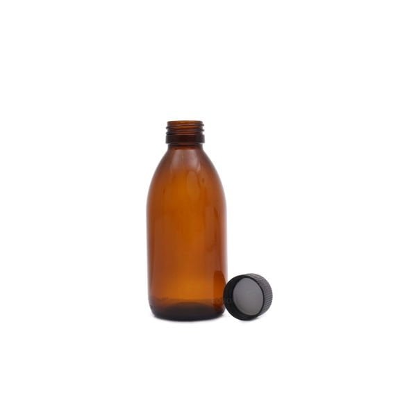 Borox Amber Cam Şişe 250 ml - Siyah Kapaklı Şişe 250cc