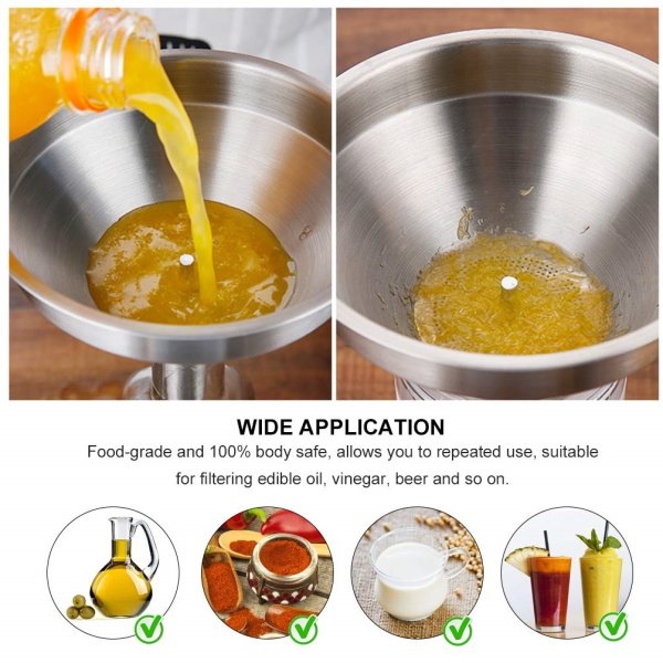 Borox Paslanmaz Çelik Huni Filtreli 110,130,150 mm - 3 Adet