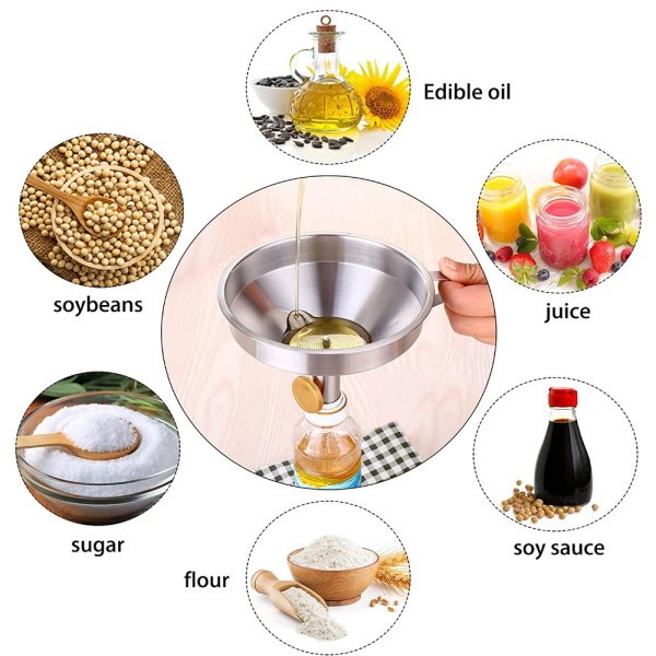 Borox Paslanmaz Çelik Huni Filtreli 110,130,150 mm - 3 Adet