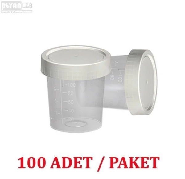 İdrar Numune Kabı 100ml - Pnömatik Sistem Nonsteril 100 Adet