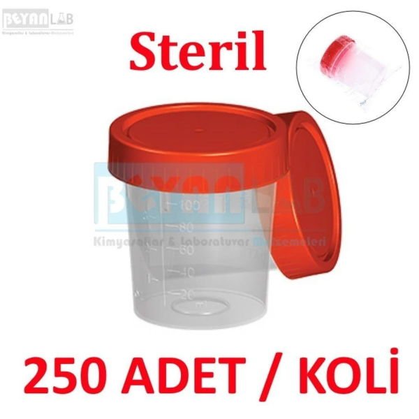 İdrar Numune Kabı 100ml - Pnömatik Steril Şişe 250 Adet